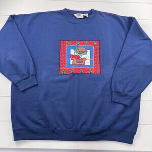 Nutcracker Vintage Holiday Sweatshirt Navy Blue Santa's Sled women's size 20W